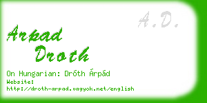 arpad droth business card